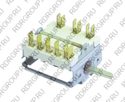 Пакетный  переключатель 7 рабочих положений 1NO / 2CO последовательность 0-1-2-3-4-5-6 16А вал ø 6x4.6mm